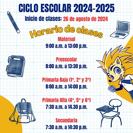 Horario de clases Ciclo Escolar 2024-2025